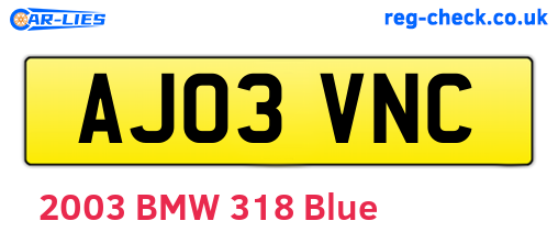 AJ03VNC are the vehicle registration plates.