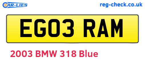 EG03RAM are the vehicle registration plates.