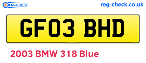 GF03BHD are the vehicle registration plates.