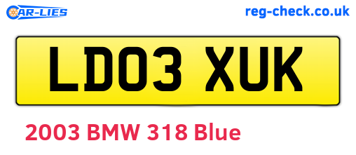 LD03XUK are the vehicle registration plates.