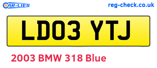 LD03YTJ are the vehicle registration plates.