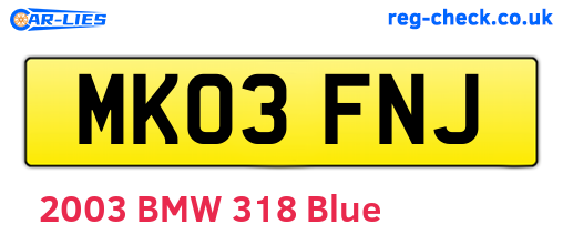 MK03FNJ are the vehicle registration plates.