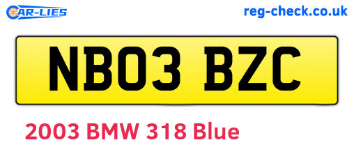 NB03BZC are the vehicle registration plates.