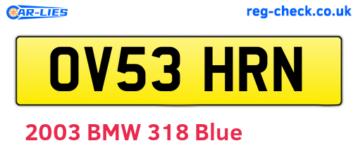 OV53HRN are the vehicle registration plates.