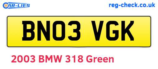 BN03VGK are the vehicle registration plates.