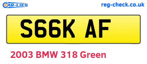 S66KAF are the vehicle registration plates.