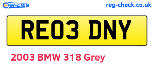 RE03DNY are the vehicle registration plates.