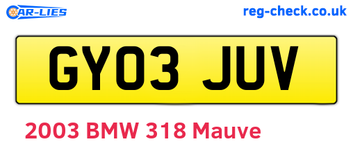 GY03JUV are the vehicle registration plates.