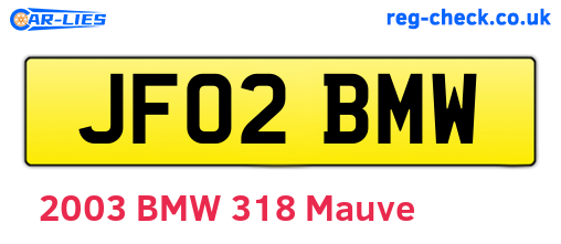 JF02BMW are the vehicle registration plates.