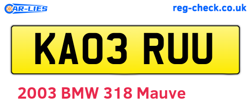 KA03RUU are the vehicle registration plates.