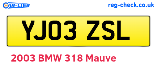 YJ03ZSL are the vehicle registration plates.