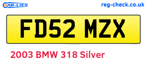 FD52MZX are the vehicle registration plates.