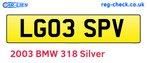 LG03SPV are the vehicle registration plates.