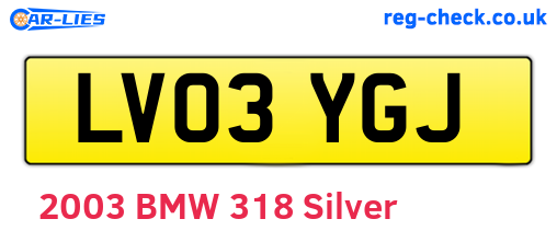 LV03YGJ are the vehicle registration plates.