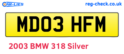MD03HFM are the vehicle registration plates.