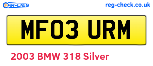 MF03URM are the vehicle registration plates.