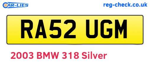 RA52UGM are the vehicle registration plates.