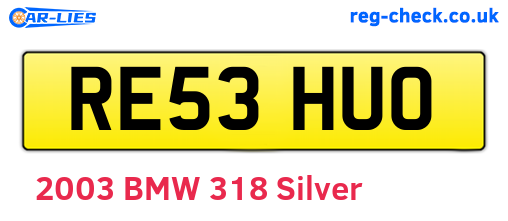 RE53HUO are the vehicle registration plates.