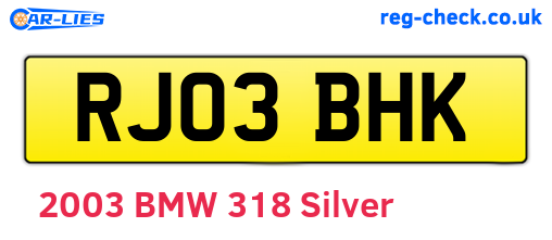 RJ03BHK are the vehicle registration plates.