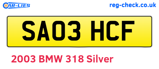 SA03HCF are the vehicle registration plates.