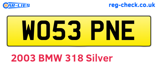 WO53PNE are the vehicle registration plates.