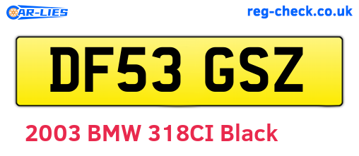 DF53GSZ are the vehicle registration plates.