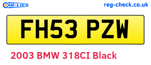 FH53PZW are the vehicle registration plates.