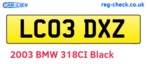 LC03DXZ are the vehicle registration plates.