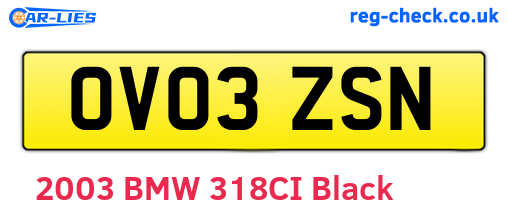 OV03ZSN are the vehicle registration plates.