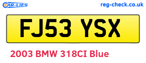 FJ53YSX are the vehicle registration plates.