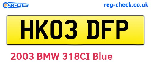 HK03DFP are the vehicle registration plates.