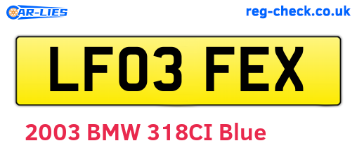 LF03FEX are the vehicle registration plates.