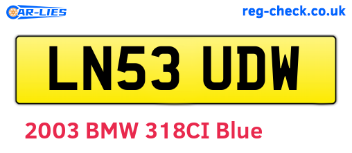 LN53UDW are the vehicle registration plates.