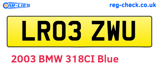 LR03ZWU are the vehicle registration plates.
