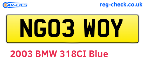 NG03WOY are the vehicle registration plates.