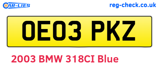 OE03PKZ are the vehicle registration plates.
