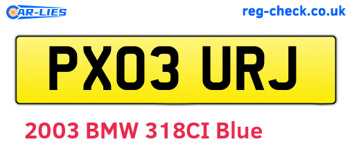 PX03URJ are the vehicle registration plates.
