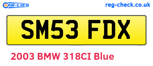 SM53FDX are the vehicle registration plates.