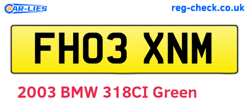 FH03XNM are the vehicle registration plates.