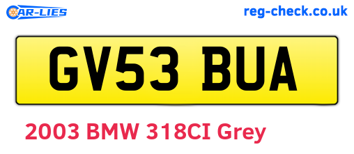 GV53BUA are the vehicle registration plates.
