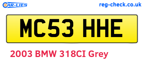 MC53HHE are the vehicle registration plates.