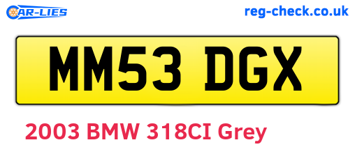 MM53DGX are the vehicle registration plates.