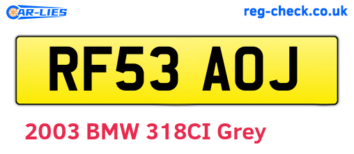 RF53AOJ are the vehicle registration plates.