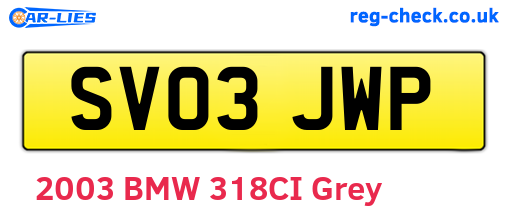 SV03JWP are the vehicle registration plates.