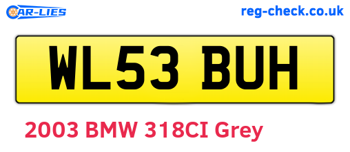 WL53BUH are the vehicle registration plates.