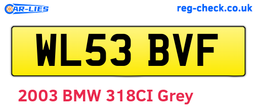 WL53BVF are the vehicle registration plates.