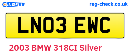 LN03EWC are the vehicle registration plates.