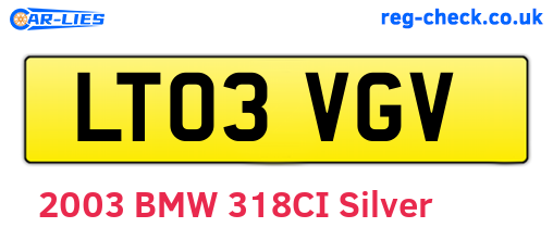 LT03VGV are the vehicle registration plates.