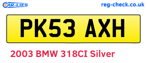 PK53AXH are the vehicle registration plates.