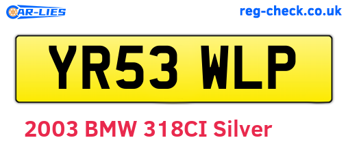 YR53WLP are the vehicle registration plates.